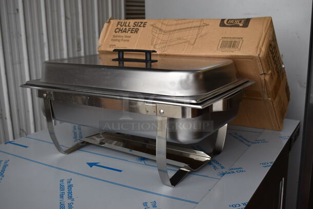 7 BRAND NEW IN BOX! Choice Aluminum 8 Quart Full Size Chafing Dish w/ Drop In and Lid. 23x14.5x12. 7 Times Your Bid! - Image 3 of 7