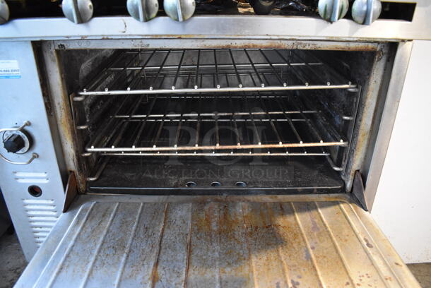 US Range C836-6 Stainless Steel Commercial Natural Gas Powered 6 Burner Range w/ Oven. Missing Burners. 36x39x41 - Image 5 of 9