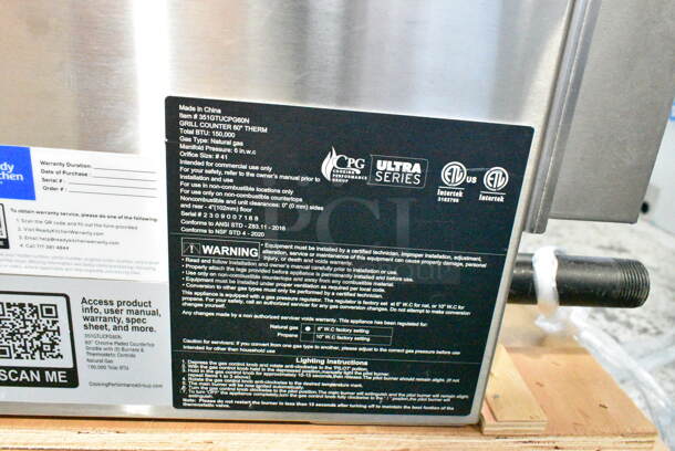 BRAND NEW SCRATCH AND DENT! 2023 Cooking Performance Group CPG 351GTUCPG60N Stainless Steel Ultra Series 60" Chrome Plated Natural Gas 5-Burner Countertop Griddle. 150,000 BTU. - Image 12 of 12