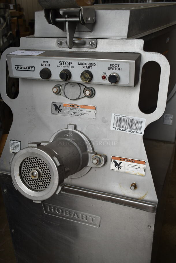 2016 Hobart MG2032 Metal Commercial Floor Style Electric Powered Meat Mixer Grinder w/ Foot Pedal on Commercial Casters. 208 Volts, 3 Phase. Tested and Working! - Image 3 of 8