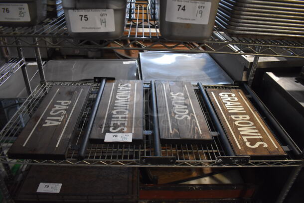 ALL ONE MONEY! Tier Lot of 4 Wooden and Metal Signs; Grain Bowls, Salads, Sandwiches and Pasta - Image 2 of 8