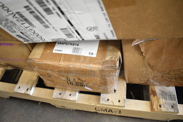 PALLET LOT of 22 BRAND NEW Boxes Including 612509PCO Choice Round Standard Weight Foil Take-Out Dome Lid, 594PSTK616 Paper Lollipop / Cake Pop Stick 6" x 5/32" - 10000/Case, 600DIB11830LD Regency Stainless Steel Sliding Lid for 18" x 30" Drop-In Ice Bins, 129MCR24B Choice 24 oz. Black Round Microwavable Heavy Weight Container with Lid 7 1/4" - 150/Case, 500HBB12 8 oz. (12 oz. Honey Weight) Bear PET Honey Bottle - 365/Case, 554LPGVFTR Backyard Pro Vegetable / Fish Tray for LPG Grills, 233393581002 Bunn 39358.1002 Stainless Steel Basket With Decals for Single and Dual Titan Coffee Brewers, Dart 6J6 6 oz. White Customizable Foam Cup - 1000/Case, 2 Box 95HT3R Dart 95HT3R 9 1/2" x 9" x 3" White Foam Three-Compartment Square Take Out Container with Hinged Lid - 200/Case, 795KFT44RNPE Choice 44 oz. Round Kraft PE-Lined Microwavable Take-Out Container 7 5/16" x 2 5/8" - 300/Case, 2 Box Dart 80HT1R 8" x 7 1/2" x 2" White Foam Square Take Out Container with Hinged Lid - 200/Case, 130WSPOONWP Choice Individually Wrapped Medium Weight White Plastic Teaspoon - 1000/Case, Cleveland FK110683 Motor, 233423881000 Bunn 42388.1000 Trifecta Cup Assembly for Bunn Trifecta Coffee Brewers. 22 Times Your Bid! - Image 5 of 12