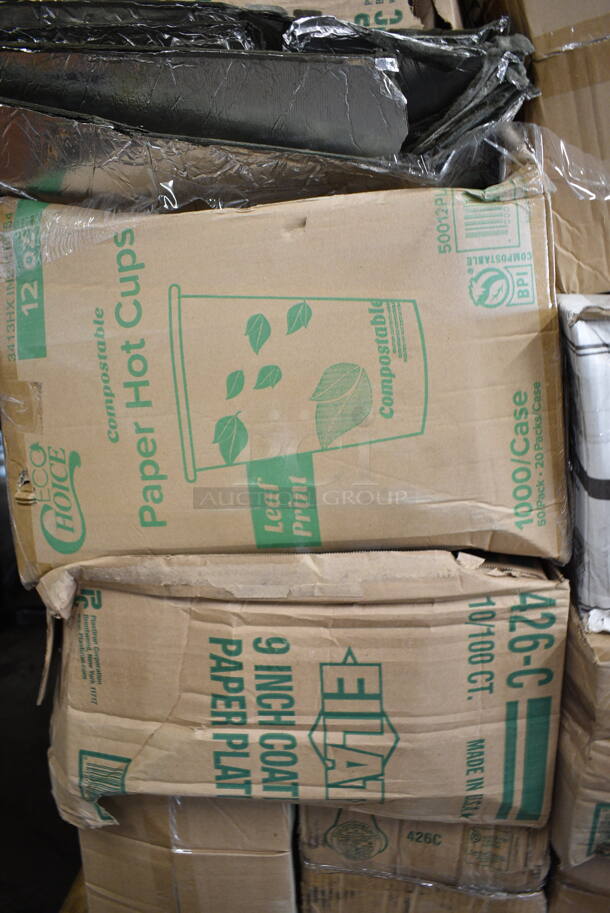 PALLET LOT of 28 BRAND NEW Boxes Including Dart 12EL White Travel Lid - 1000/Case, HP3402711100 Traulsen 340-27111-00 Shelf, HP3402600002 Traulsen 340-26000-02 Shelf, 347RPBD10WHG 10" White Plastic Plate with Gold Bands, 461202 Tork Dispenser, Eilat 426-C 9" Plates, 50012PL Cups, 500CC32P Heavy Weight Clear PET Plastic Cold Cup, 500TO993 Choice 9" x 9" x 3" Microwavable 1-Compartment Black / Clear Plastic Hinged Container - 100/Case. 28 Times Your Bid!  - Image 10 of 12