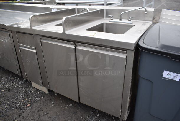 Stainless Steel Commercial Counter w/ 2 Sink Basins, 2 Faucets and 2 Handles. 60x32x42.5. Bays 9x12x6, 14x16x10 - Image 2 of 8