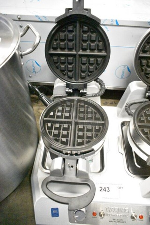 BRAND NEW SCRATCH AND DENT! 2022 Waring WW300BX Stainless Steel Non-Stick Quad Belgian Waffle Iron / Maker. 208 Volts, 1 Phase.  - Image 6 of 7