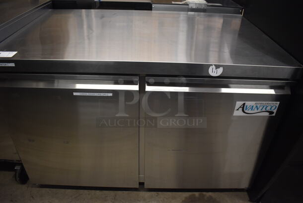 Avantco 178SSUC48RHC Stainless Steel Commercial 2 Door Undercounter Cooler on Commercial Casters. 115 Volts, 1 Phase. 48x30x32. Tested and Working! - Image 1 of 7
