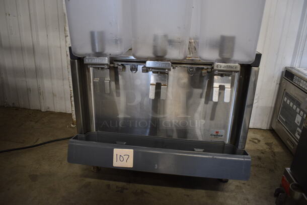 Crathco Commercial Stainless Steel Countertop Cold Beverage Dispenser With 3 Bowls.120V. Tested and Does Not Cool - Image 2 of 5