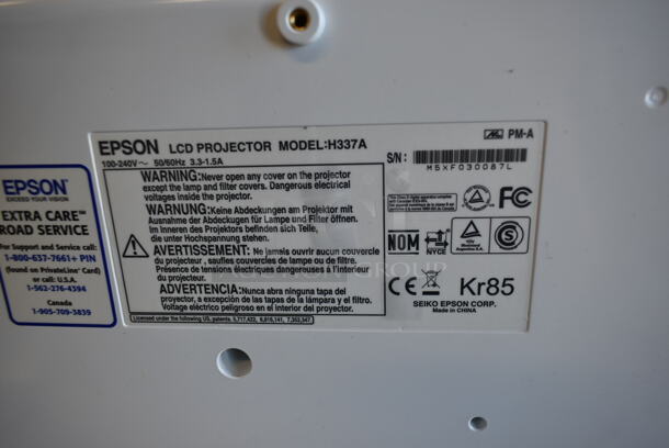Epson H337A LCD Projector. 100-240 Volts, 1 Phase.  - Image 7 of 9