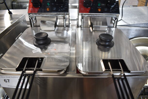 2024 Crosson CF-20 Stainless Steel Commercial Countertop Electric Powered 2 Bay Fryer w/ 2 Metal Fry Baskets. 120 Volts, 1 Phase. - Image 4 of 9