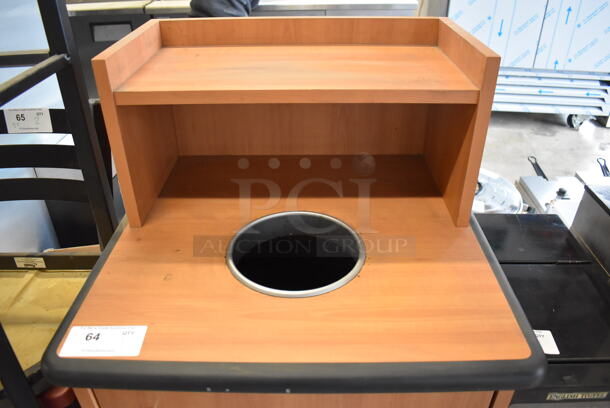Wood Pattern Trash Can Shell w/ Tray Return, Trash Deposit Hole, Trash Can and Door. 25.5x25.5x48 - Image 4 of 6