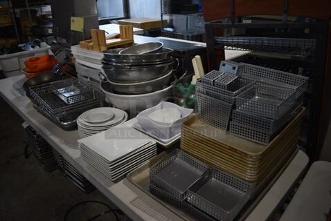 ALL ONE MONEY! Tabletop Lot of Various Items Including Plates, Metal Baskets and Bowls!