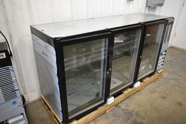 BRAND NEW SCRATCH AND DENT! Beverage Air BB72HC-1-G-B Stainless Steel Commercial 3 Door Undercounter Cooler Merchandiser. 115 Volts, 1 Phase. Tested and Working! - Image 2 of 11