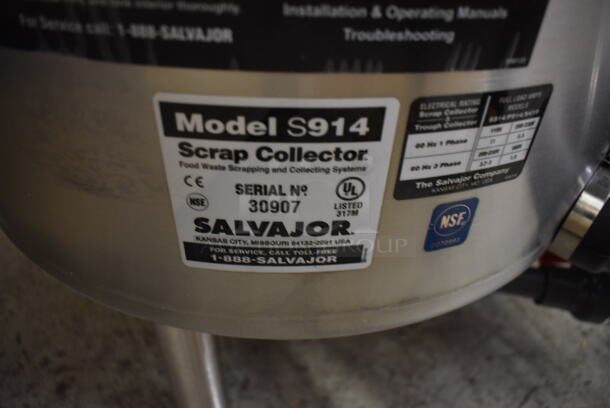 BRAND NEW! Salvajor S914 Stainless Steel Commercial Floor Style Food Waste Disposal Scrap Collector. 115/208-230 Volts, 1/3 Phase. Tested and Working! - Image 6 of 11