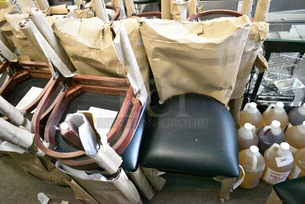 14 BRAND NEW SCRATCH AND DENT! Wooden Dining Height Ladder Back Chair w/ Black Cushion. 14 Times Your Bid!  - Image 7 of 9