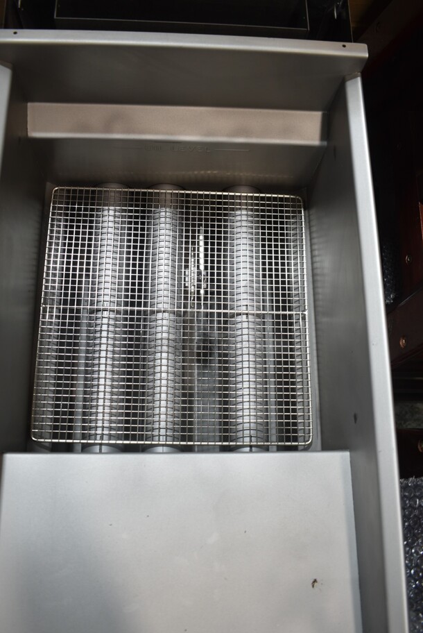 BRAND NEW SCRATCH AND DENT! Imperial IFS-40 Stainless Steel Commercial Floor Style Natural Gas Powered Deep Fat Fryer w/ 2 Metal Fry Baskets. Does Not Have Back Panel. 105,000 BTU.  - Image 5 of 7