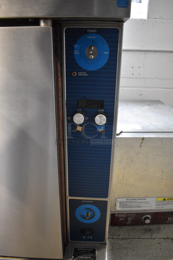 2 Duke Stainless Steel Commercial Natural Gas Powered Full Size Convection Ovens w/ View Through Door, Solid Door, Metal Oven Racks and Thermostatic Controls on Commercial Casters. 38x38x69. 2 Times Your Bid! - Image 8 of 9