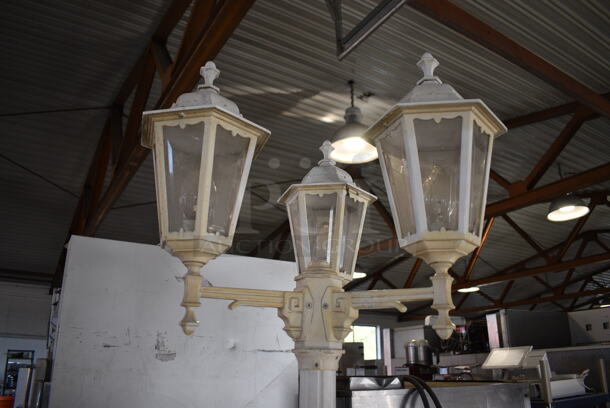 White Metal Floor Style 3 Head Lamp. 23x23x87 - Image 3 of 4