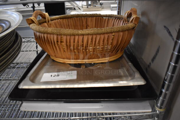 ALL ONE MONEY! Lot of Various Items Including Basket, Metal Lid and Poly Tray - Image 1 of 3