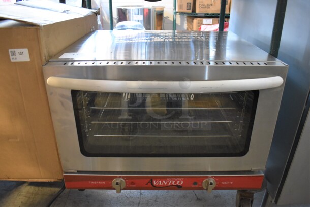 Avantco 177CO16 Stainless Steel Commercial Countertop Electric Powered Half Size Convection Oven w/ View Through Doors and Metal Oven Racks. 120 Volts, 1 Phase. 23x22x15