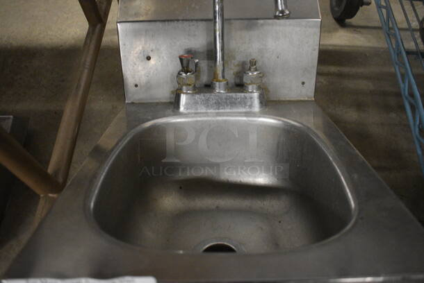 Advance Tabco Stainless Steel Commercial Single Bay Wall Mount Sink w/ Faucet and Handles. 12.5x17.5x15 - Image 2 of 4