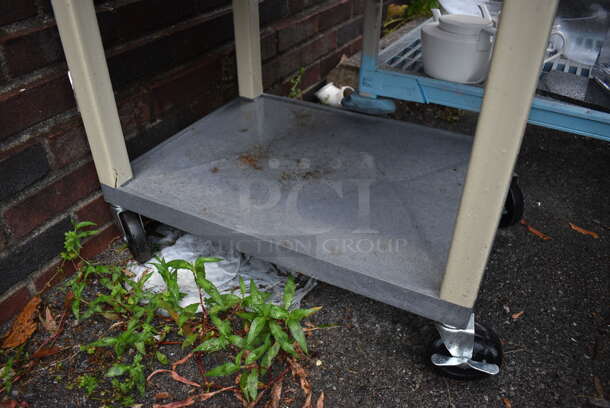 Gray and Tan Poly 2 Tier Cart on Commercial Casters. 27x18x24 - Image 4 of 4