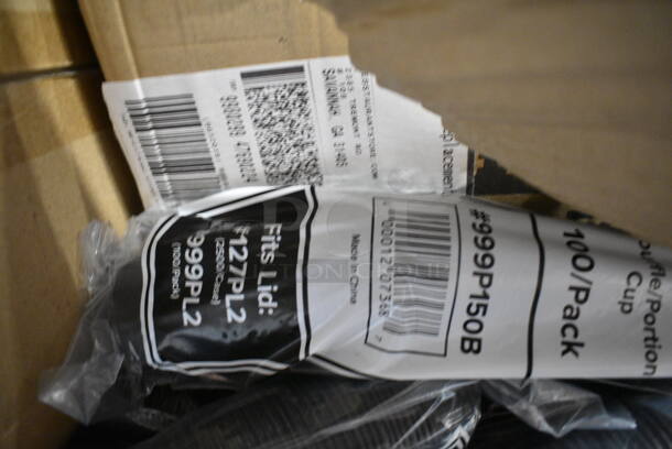 PALLET LOT of 15 BRAND NEW Boxes Including 9998NRKFT New Roots 8 oz. Smooth Single Wall Kraft Compostable Paper Hot Cup - 40/Pack, 612OB225LB Choice 2.25 lb. Oblong Foil Take-Out Container - 500/Case, Dart C90PST1 ClearSeal Hinged Lid Plastic Container 8 1/4" x 8 1/4" x 3" - 250/Case, Choice Paper Scoop Cups, 43306HCUPC Choice 6-Cup High Dome Hinged OPS Plastic Cupcake / Muffin Container, 999P150B Choice 1.5 oz. Black Plastic Souffle Cup / Portion Cup - 100/Pack, 612OB4LB Choice 4 lb. Oblong Foil Take-Out Container - 250/Case. 15 Times Your Bid! - Image 8 of 12