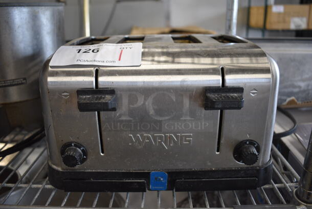 Waring WCT708 Stainless Steel Commercial Countertop Electric Powered 4 Slot Toaster. 120 Volts, 1 Phase. 12x10.5x7.5