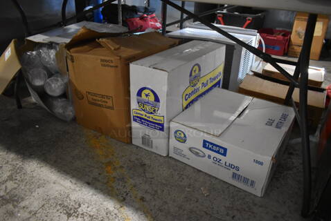 ALL ONE MONEY! Lot of Various Items Under Table Including Plastic Lids