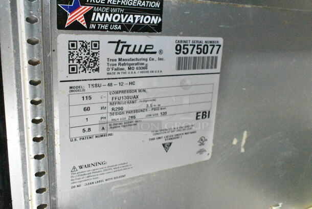 2018 True TSSU-48-12-HC Stainless Steel Commercial Prep Table. 115 Volts, 1 Phase. Tested and Powers On But Does Not Get Cold  - Image 6 of 6