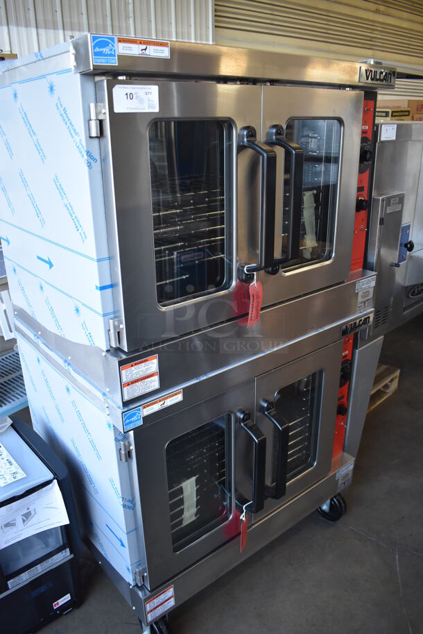 2 BRAND NEW SCRATCH AND DENT! LATE MODEL! Vulcan VC5GD-11D1Z Stainless Steel Commercial Natural Gas Powered Full Size Convection Oven w/ View Through Doors, Metal Oven Racks and Thermostatic Controls on Commercial Casters. 41x31x71. 2 Times Your Bid! - Image 9 of 9
