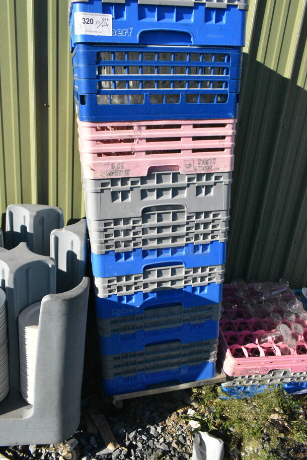 9 Poly Dish Caddies w/ Contents Including Beverage Glasses. 9 Times Your Bid!  - Image 1 of 6