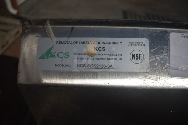 KCS KCS-SQS2136-3A Commercial Stainless Steel Wall Mount 3 Bay Sink With Splash Mount Faucet On Galvanized Legs. - Image 3 of 6