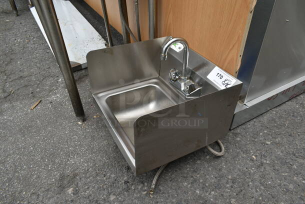 Regency 600HS17SP Stainless Steel Commercial Single Bay Wall Mount Sink w/ Side Splash Guards, Faucet and Handles. - Image 2 of 6