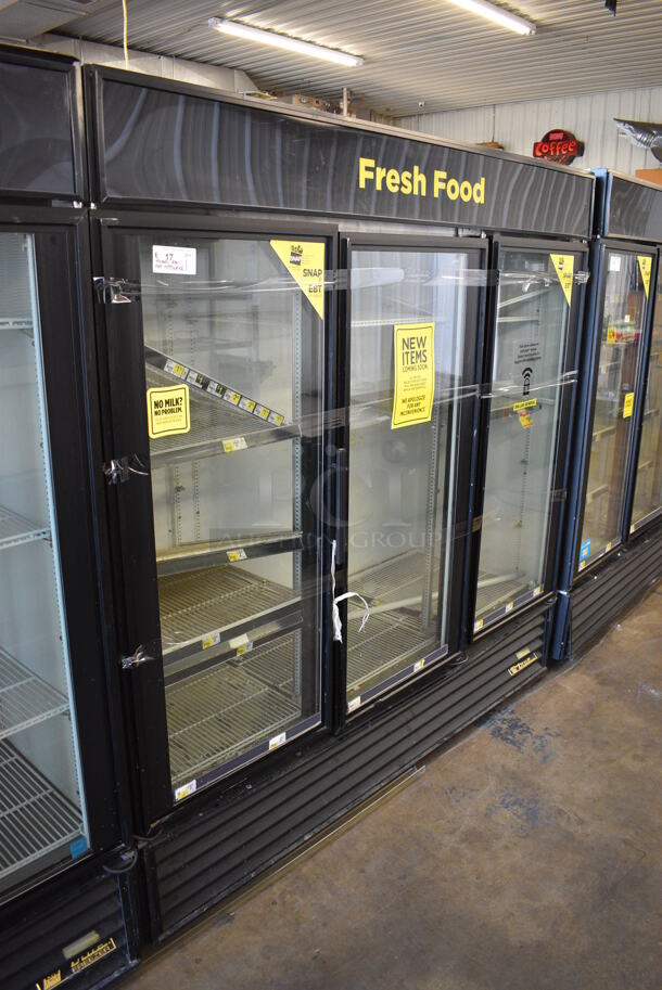2013 True Model GDM-72 ENERGY STAR Metal Commercial 2 Door Reach In Cooler Merchandiser w/ Poly Coated Racks. Center Door Is Not Attached at the Top. 115 Volts, 1 Phase. 78x30x79. Tested and Working!