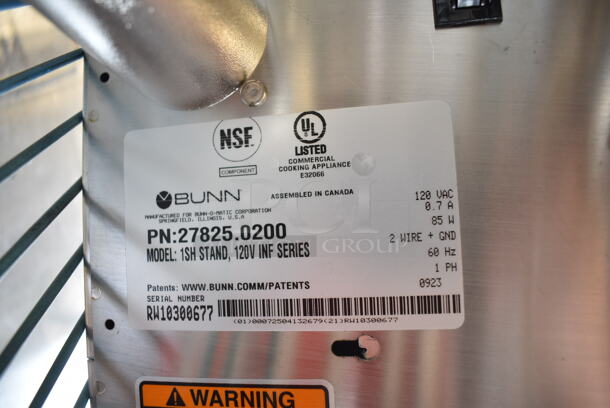 BRAND NEW SCRATCH AND DENT! 2023 Bunn 27825.0200 1SH STAND Infusion Series Stainless Steel Soft Heat Single Server Docking Stand. 120 Volts, 1 Phase.  - Image 4 of 4