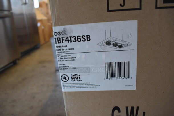 BRAND NEW SCRATCH AND DENT! Best IBF4I36SB Stainless Steel 36 Inch 400 Max Blower CFM Island Range Hood. Stock Picture Used For Gallery Picture. - Image 10 of 10