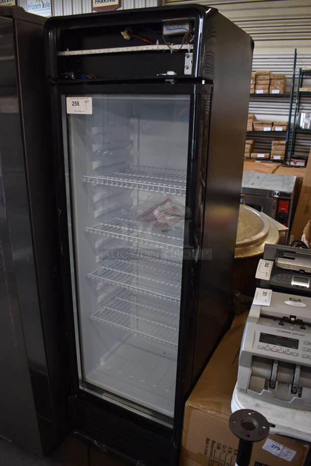 BRAND NEW SCRATCH AND DENT! KoolMore Model MDR-9CP Metal Commercial Single Door Reach In Cooler Merchandiser w/ Poly Coated Racks. 115 Volts, 1 Phase. 21x21x69. Tested and Working! - Image 2 of 8