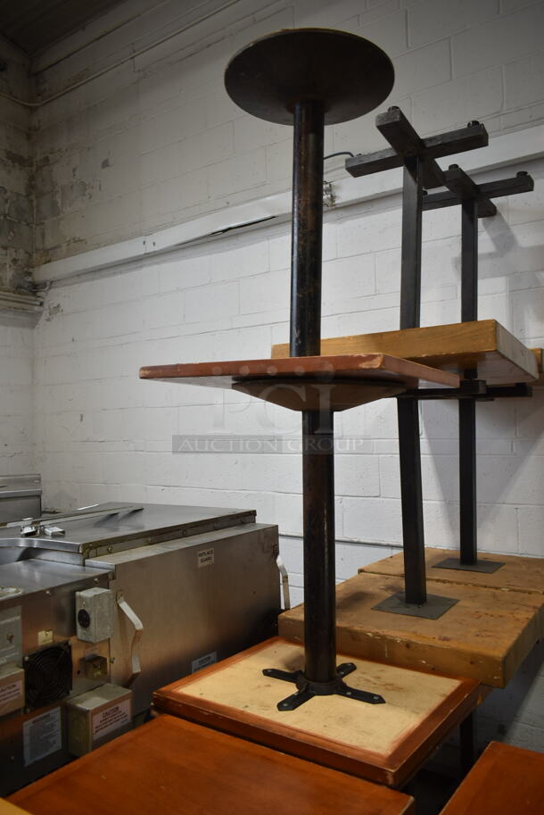 5 Wood Pattern Dining Height Table on Black Metal Table Base. 5 Times Your Bid! - Image 5 of 5