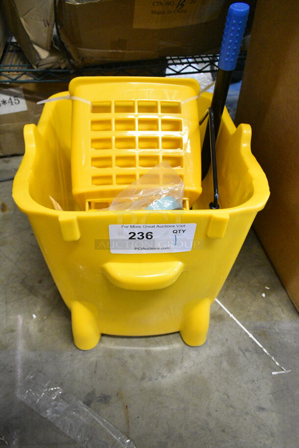 BRAND NEW SCRATCH AND DENT! Lavex Yellow Poly Mop Bucket w/ Casters - Image 1 of 8