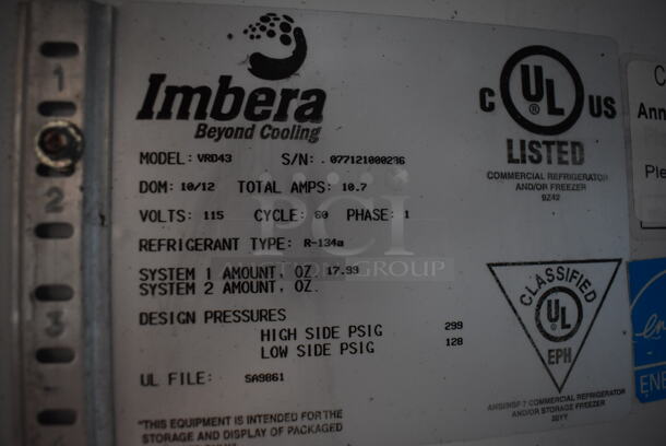 Imbera VRD43 ENERGY STAR Metal Commercial 2 Door Reach In Cooler Merchandiser w/ Poly Coated Racks. 115 Volts, 1 Phase. 55x29x79. Tested and Working! - Image 4 of 8