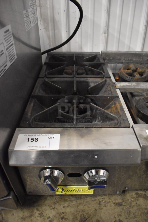 Qualite Stainless Steel Commercial Countertop Natural Gas Powered 2 Burner Range. 12x29x10