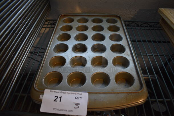 3 Metal 24 Cup Muffin Baking Pans. 11x18x2. 3 Times Your Bid!