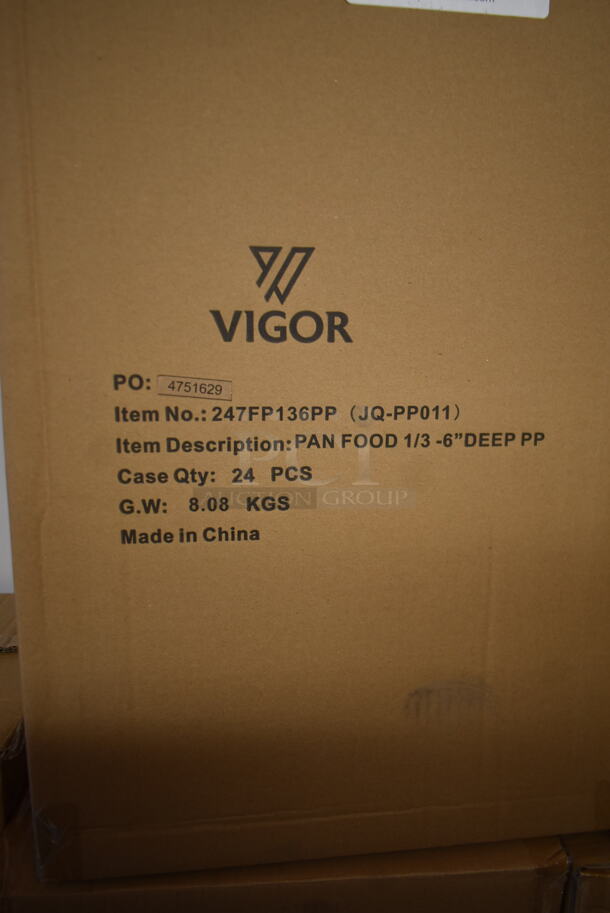 3 Boxes of 24 BRAND NEW! Vigor 247FP136PP 1/3 Size 6" Deep Translucent Polypropylene Food Pan. 3 Times Your Bid! - Image 3 of 4