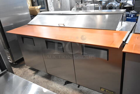 2014 True TSSU-72-18 Stainless Steel Commercial Sandwich Salad Prep Table Bain Marie Mega Top on Commercial Casters. 115 Volts, 1 Phase. Tested and Working!