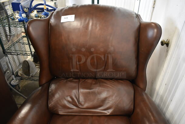 Brown Faux Leather Arm Chair. - Image 3 of 3