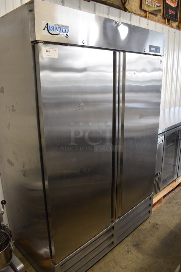BRAND NEW SCRATCH AND DENT! 2022 Avantco 447AP49R Stainless Steel Commercial 2 Door Reach In Cooler. 115 Volts, 1 Phase. 55x31x80. Tested and Working!