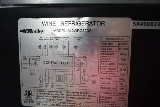 BRAND NEW SCRATCH AND DENT! AvaValley 342WRC32DZ Stainless Steel Dual Temperature Full Glass Door Commercial Wine Cooler Merchandiser. 115 Volts, 1 Phase. Tested and Working! - Image 4 of 4