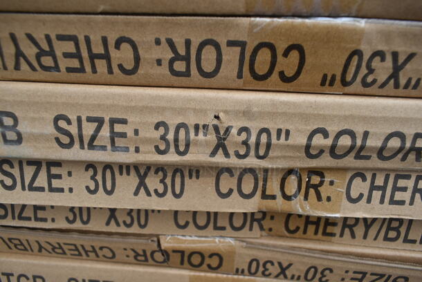 4 BRAND NEW SCRATCH AND DENT! Lancaster Table & Seating 3493030TCB 30" x 30" Laminated Square Table Top Reversible Cherry / Black. 4 Times Your Bid! - Image 3 of 4