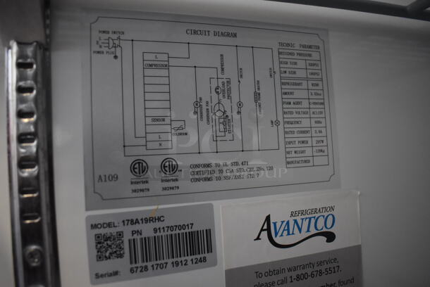 Avantco 178A19RHC Stainless Steel Commercial Single Door Reach In Cooler w/ Poly Coated Racks on Commercial Casters. 115 Volts, 1 Phase. 29x26x83. Tested and Working! - Image 6 of 6