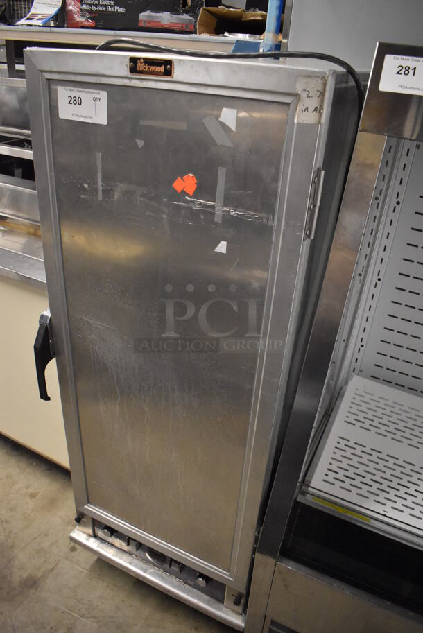 2020 Lockwood H-HEAT UNIT-EXT-6 CA55-PFIN-26ID-R Metal Commercial Single Door Heated Holding Cabinet w/ 7 Metal Full Size Baking Pans on Commercial Casters. 120 Volts, 1 Phase. 21x31x56. Tested and Does Not Power On - Image 2 of 8